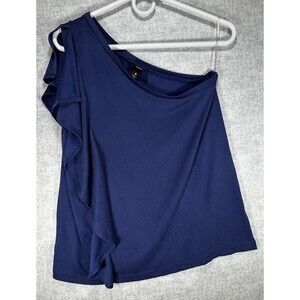 Mossimo Women's One Shoulder Shirt Size Small Blue Modal Blend Ruffle